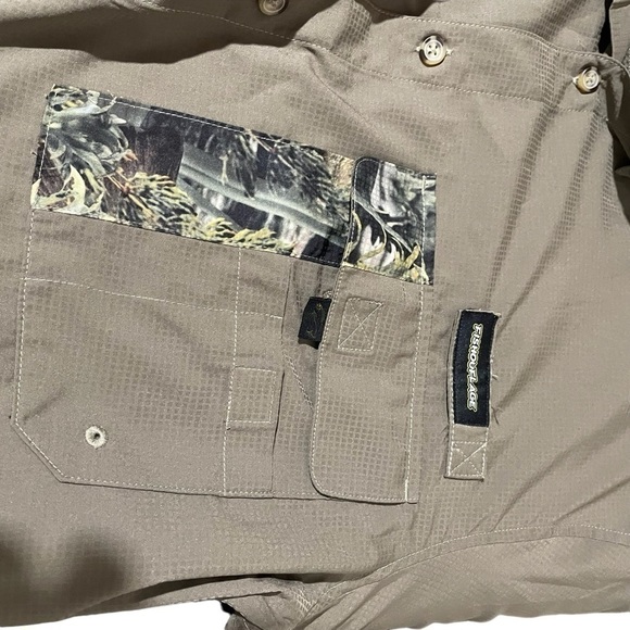 Men's Fishouflage Camo Vented Anglers Long Sleeve Shirt Bass Moss Size Large - Picture 7 of 13